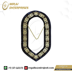 Colliers de chaîne maçonniques Regalia de qualité supérieure Collier de chaîne maçonnique en or avec carré + étui gratuit (en cadeau) - Product Image 2