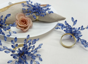 Lot de 4 ronds de serviette en perles bleues - Product Image 4