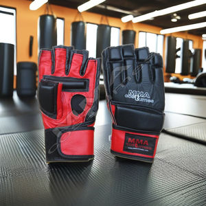 Guantes de Piel de Vacuno Genuina para MMA, Color Rojo y Negro, Venta al Por Mayor |   Guantes de Entrenamiento de Boxeo con Logotipo Personalizado - OEM ODM Disponible - Product Image 1