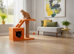 เสาข่วนเล็บคุณภาพสูง Amistar Ginger House สำหรับแมวทุกสายพันธุ์และทุกขนาด - Product Image 3