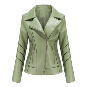 Chaqueta de cuero PU Reversible de motorista acolchado informal para mujer, prendas de vestir de moda para primavera y otoño, forro de LICRA - Product Image 4