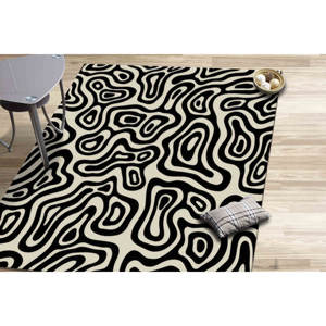 Alfombra Moderna Abstracta en Blanco y Negro para Decoración del Hogar, con Pelo Suave - Product Image 2