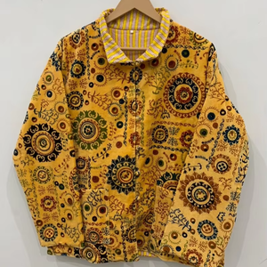 À la main Suzani imprimer femmes porter avant veste ouverte rayure à la main à la main Vintage velours veste pour femmes tenue décontracté veste - Product Image 1