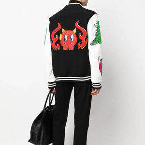 Chaqueta de invierno Varsity con cuello levantado para hombre, el último diseño, lana transpirable/cuero, estilo de calle, precio al por mayor - Product Image 2