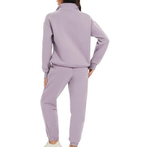 Chándal cálido de invierno de dos piezas para mujer Conjunto de sudadera con capucha y pantalones de chándal de patrón sólido cómodo para un estilo de vida activo - Product Image 6