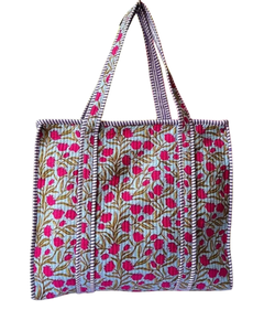 Reusable Durable 100% Cotton Quilted Fabric <b>Tote</b> Bag <b>with</b> <b>Zipper</b> Closure & Custom Logo Option for Daily Shopping - Product Image 4