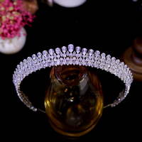 ASNORA CZ Diadèmes de luxe classiques, couronnes en zircon AAA dorées en forme de goutte d'eau, accessoires de cheveux de mariage, bijoux pour mariées et fêtes