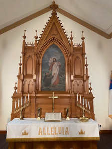 Capilla de altar cristiano de madera de teca oscura Premium, muebles para el hogar, decoración religiosa hecha a mano, Altar tradicional personalizado Mandir - Product Image 6