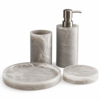 Luxe élégant rustique polyrésine céramique résine Boho décor à la maison savon et Lotion bouteille porte-brosse à dents moderne salle de bain ensemble