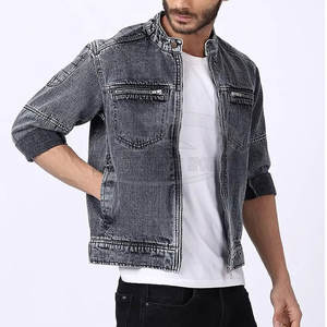 แจ็คเก็ตหนังสำหรับผู้ชายกางเกงยีนส์สไตล์2024โลโก้ของคุณเองและดีไซน์ตามสั่ง - Product Image 2