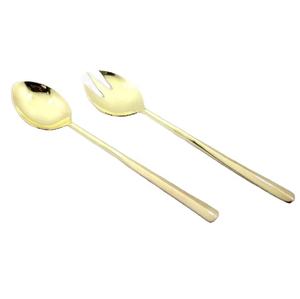 Service à salade en acier inoxydable plaqué or, cuillère fourchette coupe en gros en acier inoxydable clair outils personnalisés Gadgets de cuisine - Product Image 1