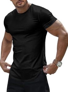Polo de fitness à séchage rapide pour hommes, tissu en toile à motif solide, pour les muscles, pour l'été - Product Image 5