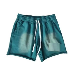 Shorts pour hommes en polyester/coton, taille élastique, délavage acide, longueur genou, motif personnalisé style streetwear, respirant et écologique - Product Image 1