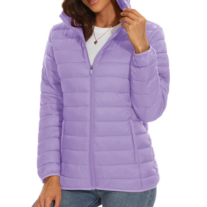 Chaqueta acolchada de manga larga con cremallera frontal para mujer, precio barato al por mayor, chaqueta acolchada transpirable de diseño personalizado para mujer - Product Image 1