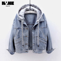 Chaqueta Bomber de Mezclilla con Capucha para Mujer, Transpirable, de Algodón, Impermeable, Resistente al Viento, Reversible, con Mangas Desmontables