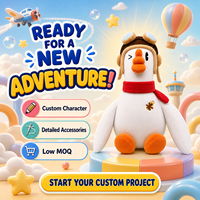 Peluche personnalisée de 35 cm en forme d'oie super douce avec chapeau d'aviateur, rembourrage en coton PP, OEM ODM pour cadeaux en gros et articles promotionnels de marque