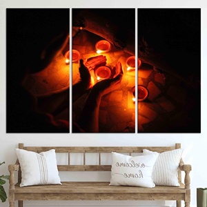 Tableau imprimé sur toile : Mysticisme de la divination aux couleurs vibrantes, lot de 3 toiles - Product Image 1