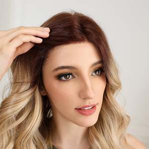 Remi-DWY Free Part for Ombre Blonde Mid-Length Glueless Synthetic <b>Wig</b> Transparent Lace Front Mono Lace Front Free Part - Product Image 6