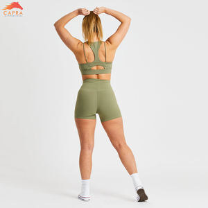 Pantalones cortos de yoga para mujer Cintura alta Nylon Spandex Material Yoga Fitness Booty Shorts Colores sólidos - Product Image 3