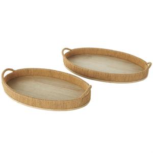 Ensemble de 2 plateaux faits à la main en bois brun et verre avec base en acier inoxydable 21 \ "18 \" W plateau de nourriture à usage domestique de haute qualité vente en gros - Product Image 1