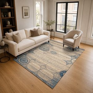 Alfombra de Chenilla Lavable a Máquina con Estampado Digital Oriental Tradicional en Terracota Dorado, Antideslizante, Modelo LXDP-0895 de RUGS DEPOT, Venta al Por Mayor - Product Image 2