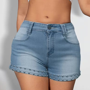 กางเกงยีนส์ขาสั้นแฟชั่นผู้หญิงทรงปกติ ขายดี พร้อมกระเป๋าข้าง 2 ช่อง ปักโลโก้ตามสั่ง - Product Image 3