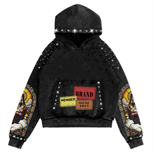 Sudadera con Capucha de Alta Calidad con Lavado Ácido Vintage y Desgastado para Hombre, Sudadera con Capucha Extra Grande con Lavado Ácido y Logotipo Personalizado para Hombre - Product Image 1