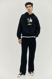 เสื้อมีฮู้ดสำหรับผู้ชาย, เสื้อกันหนาวมีฮู้ดพิมพ์ลายทรงหลวมใส่สบายสำหรับฤดูหนาวผ้าคอตตอนผ้าเจอร์ซีย์มีซับในเสื้อยืนข้างยาวสีดำจิงโจ้ - Product Image 5