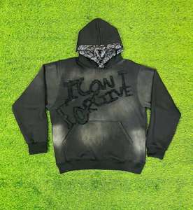 Sudadera con capucha de algodón 100% de alta calidad para hombre, Sudadera con capucha de invierno de gran tamaño con bolsillo, jersey de lana sólida, sudaderas con capucha para hombre - Product Image 2