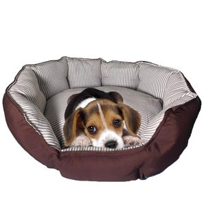 Letto ovale per cani e gatti 63x54x20cm Relax comodo letto per animali da compagnia lavabile marrone/grigio/blu - Product Image 1