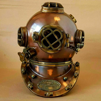 Casque de plongée Mark V de la marine américaine, réplique vintage artisanale en laiton antique, objet nautique décoratif de collection de Noël Calvin