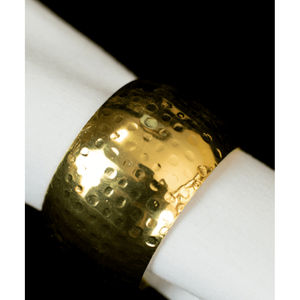 Luxury Gold Hammered Napkin Ring Round Textured Design Metal Holder Modern Table Decor for Weddings and Dining - Product Image 1