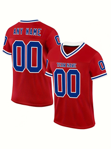 Maillot d'entraînement de football américain personnalisé FEROCIOUS CLOTHING, rouge, en maille, col en V, manches courtes, respirant, antibactérien, léger - Product Image 2