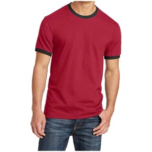 Logotipo personalizado Diseño Ringer Tee Camisetas Venta al por mayor de los hombres Ultra algodón liso Cuello redondo Camiseta de manga corta - Product Image 1