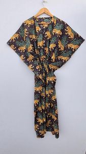 Túnica caftán de algodón 100% para mujer, hecho a mano estilo bohemio, vestido informal de tamaño libre ecológico - Product Image 6