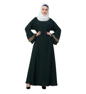 ขายส่ง OEM ODM ผู้หญิงสีดํา Abaya ชุดมุสลิมอิสลามีเสื้อผ้าผู้หญิง Kaftan ชุด Kaftan พร้อมโลโก้ที่กําหนดเอง - Product Image 1