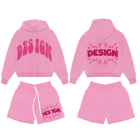 OEM Survêtements sur mesure Ensemble short et sweat à capuche zippé de couleur contrastée pour hommes en coton éponge française Ensembles de jogging deux pièces personnalisés pour hommes