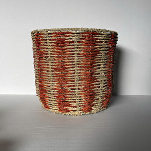 Handmade Seagrass Storage Basket with <b>Lid</b> Circus Tent <b>Design</b> Rustic Boho Decorative Organizer Made <b>by</b> VgreenArt in Vietnam - Product Image 4