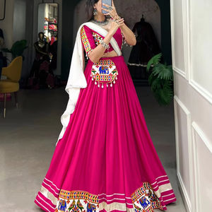 El último diseñador Pure Rayon Gamthi Impreso Work Lehenga Choli por Fab Zone - Product Image 1