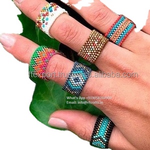 Anillos de cuentas de cristal giratorios de ansiedad ajustables para mujer, diamantes de imitación, Ópalo, girasol, anillo de dedo antiestrés - Product Image 6