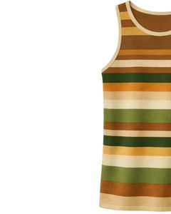 Débardeur Homme Rayé Vert Marron Beige Col Rond Sans Manches Décontracté Été Doux Respirant Streetwear Fitness Gym Pro - Product Image 3