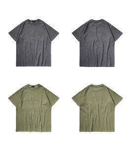 Venta al por mayor 100% algodón sólido Streetwear Hip Hop camisetas de gran tamaño con logotipo frontal personalizar Estilo Vintage - Product Image 6