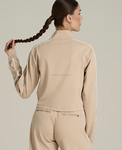 Nouveau sweat à capuche court zippé pour femme 2026, col montant, hiver, taille XS, 100 % coton molletonné, respirant, doux, tricoté, brodé - Product Image 2