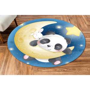 Alfombra Estampada: Alfombras con Diseño de Panda, Alfombras Circulares, Alfombras de Panda, Alfombra Infantil, Alfombra de Terciopelo - Product Image 1