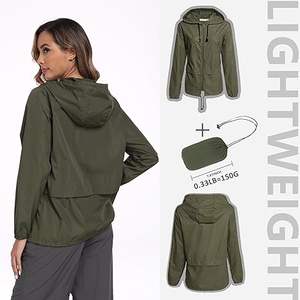 Chaqueta transpirable para mujer Cortavientos genuino Chaqueta impermeable ligera Frente para todas las estaciones. - Product Image 3