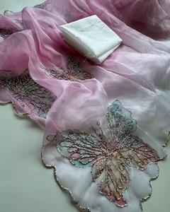 Sari Exclusivo de Boutique India, Tejido de Seda Organza de Moda, Bordado a Mano, Diseño Étnico, para Novias y Fiestas - Product Image 3