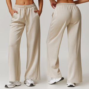 Pantalones de chándal sueltos de pierna ancha acampanados cómodos con cordón para mujer de alta calidad personalizados servicio OEM - Product Image 5