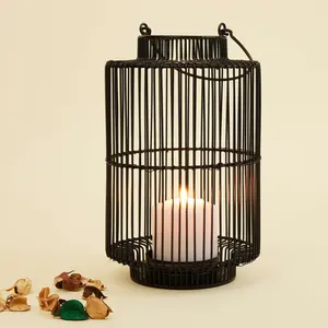 Zed Black Decorative black Candlestick Holders Metal Wire Iron Tea Light Candle Holder Lantern For Home and restaurant