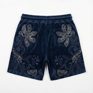 Men's <b>Shorts</b> Velour Heavyweight Rhinestone Embroidery Solid Eco-Friendly Streetwear Baggy <b>Y2K</b> Hip Hop Casual Gym Sweat <b>Short</b> - Product Image 2