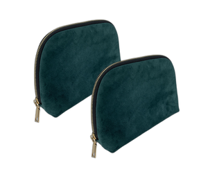 Bolsa de cosméticos de terciopelo con cremallera y material de fieltro verde oscuro con logotipo personalizado 2024 hecha en Vietnam - Product Image 1